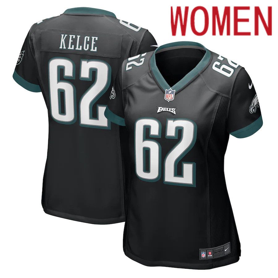 Women Philadelphia Eagles 62 Jason Kelce Nike Black Player Game NFL Jersey